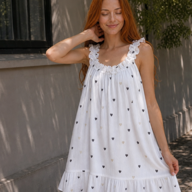 Safflyn | Ruffle Strap Gingham Pattern Knee Length Dress