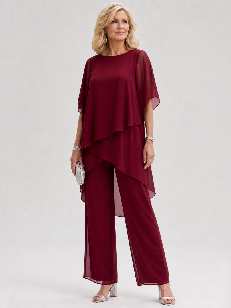 Surisette | Layered Chiffon Two Piece Pant Set