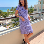 Merine | Leaf Print V Neck Knee Length Dress
