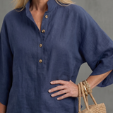 Frebeth | Button Front Relaxed Tunic Trouser Set