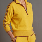Della | Zip Neck Long Sleeve Side Stripe Leg Pants Set