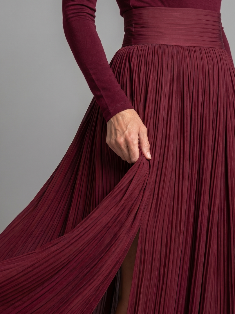 Velvia | Long Sleeve Turtleneck Defined Waist Midi Dress