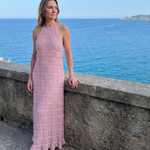 Vesette | Textured Fringe Fitted Silhouette Maxi Dress