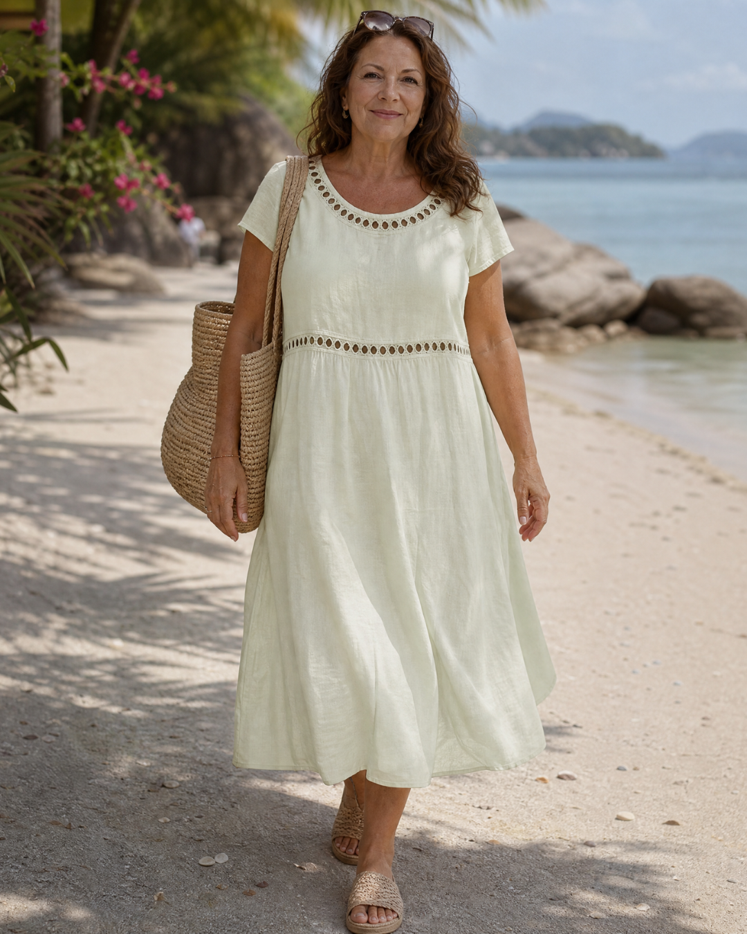 Milsette | Textured Short Sleeve Relaxed Knee Length Dress