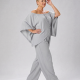 Nevsia | Draped Off Shoulder Top And Wide Leg Pants Set