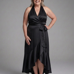 Sennasia | Halter Wrap Tie High Low Dress