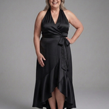 Sennasia | Halter Wrap Tie High Low Dress