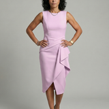 Esmenia | Asymmetric Drape Midi Dress