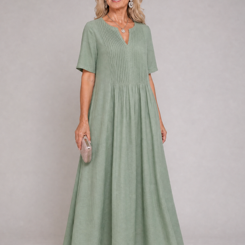 Casrina | Pleated V Neck Midi Dress