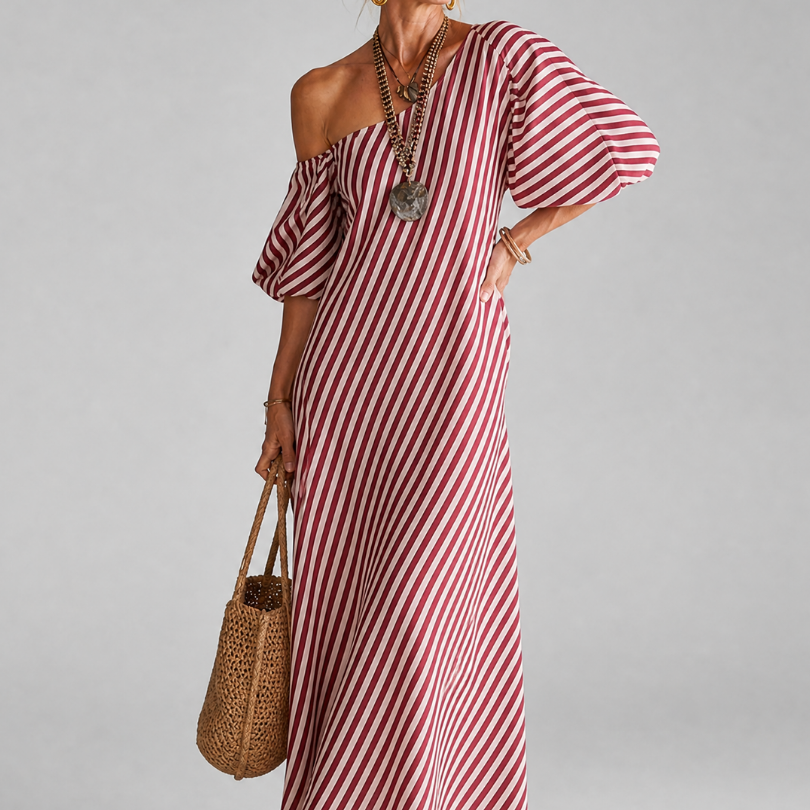 Vesrose | Striped Empire Waist Midi Dress
