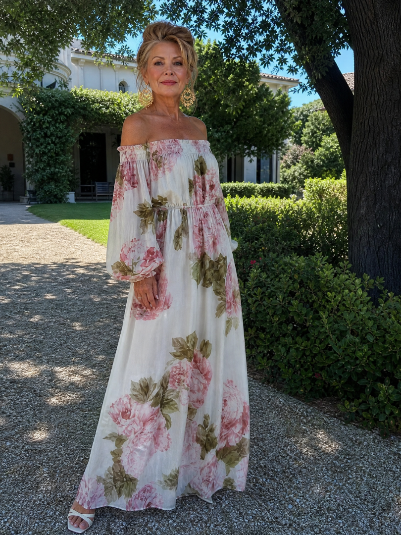 Coravia | Off Shoulder Floral Maxi Dress