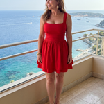 Halbeth | Sleeveless Square Neck Fitted Waist Mini Dress