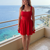 Halbeth | Sleeveless Square Neck Fitted Waist Mini Dress