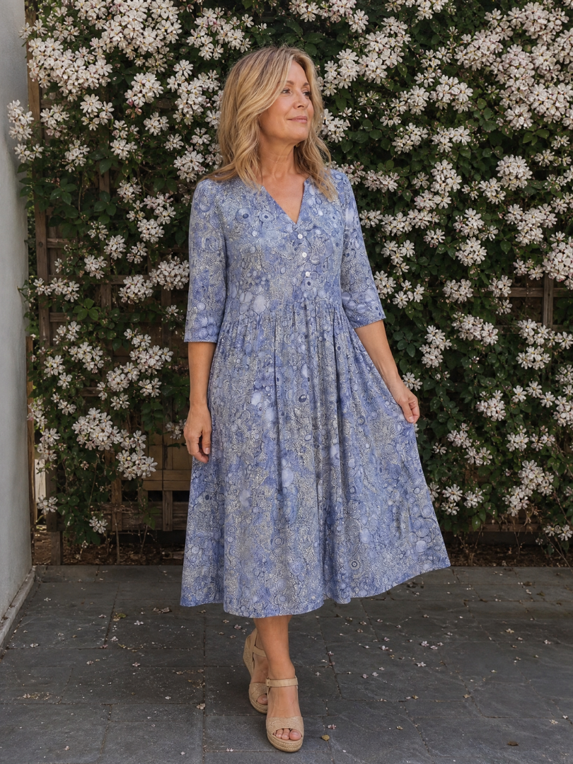Daline | Vintage Front Three Quarter Sleeve Midi Dress