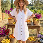 Briavia | Short Sleeve Front Pockets Knee Length Dress