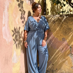 Noretta | Cold Shoulder Wrap Waist Relaxed Jumpsuit