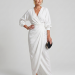 Senda | Long Sleeve Wrap Overlap Skirt Midi Dress