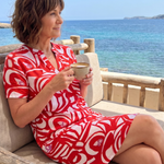 Thearin | Short Sleeve Abstract Print Knee Length Dress
