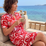 Thearin | Short Sleeve Abstract Print Knee Length Dress