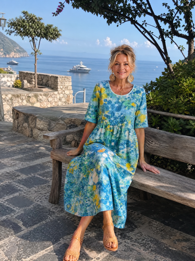 Dalnia | Printed Half Sleeve Midi Dress