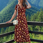Tamsinna | Elegant Floral V-Neck Midi Dress