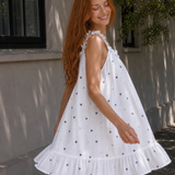 Safflyn | Ruffle Strap Gingham Pattern Knee Length Dress