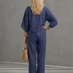 Frebeth | Button Front Relaxed Tunic Trouser Set