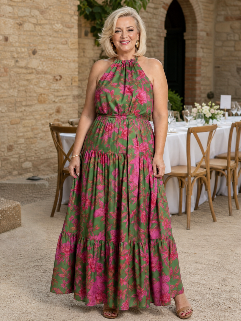 Solla | Draped Halter Midi Dress