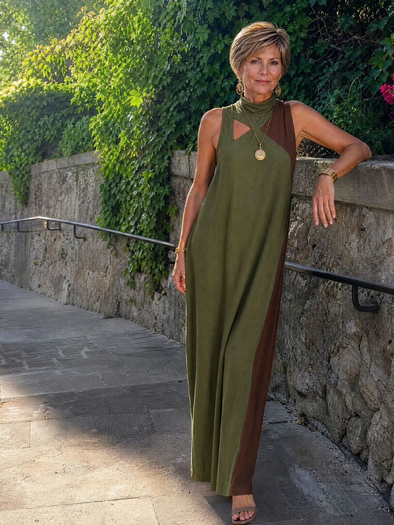 Lorney | Color Block Sleeveless Midi Dress