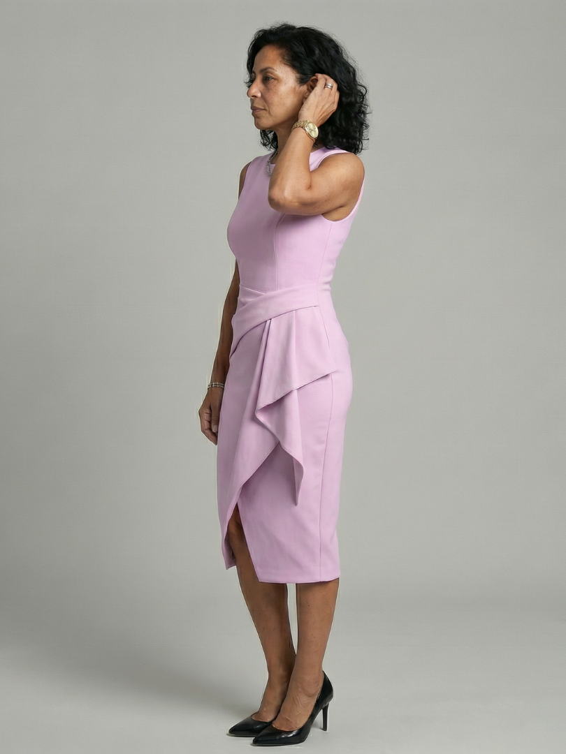 Esmenia | Asymmetric Drape Midi Dress