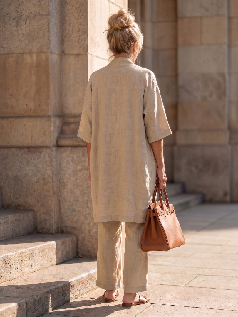 Theassa | Three Piece Relaxed Top Pant Set