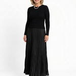 Serandra | Knit Top Pleated Skirt Midi Dress
