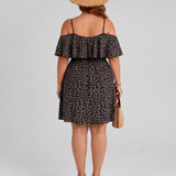 Lilana | Cold Shoulder Ruffle Overlay Knee Length Dress