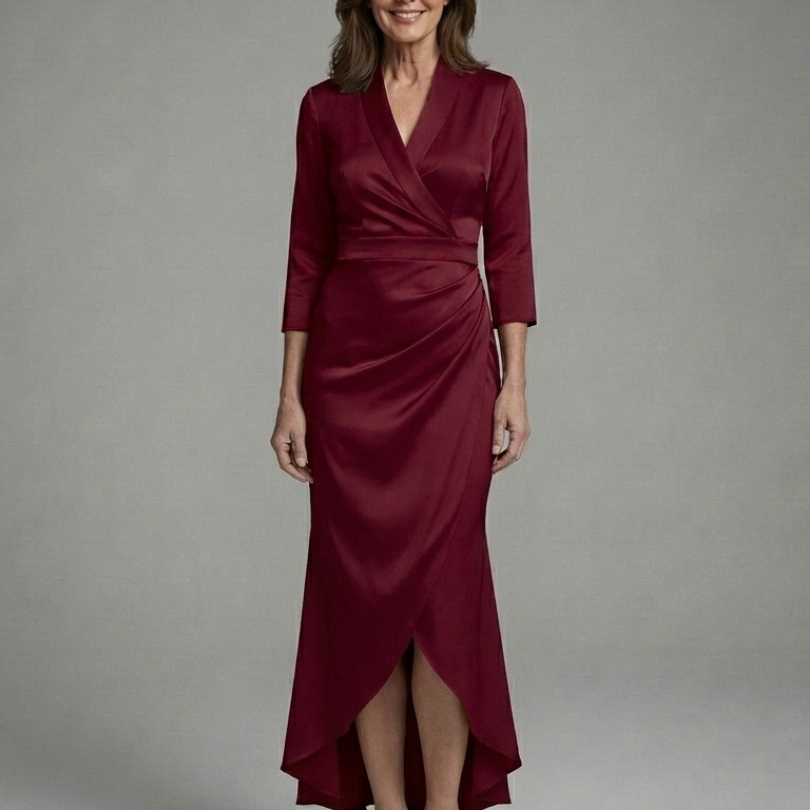 Esmesette | Long Sleeve Wrap High Low Midi Dress
