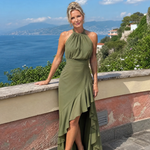 Lorthea | Halter Neck High Low Ruffle Dress