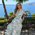 Fiobeth | Printed Short Sleeve Tiered Midi Dress