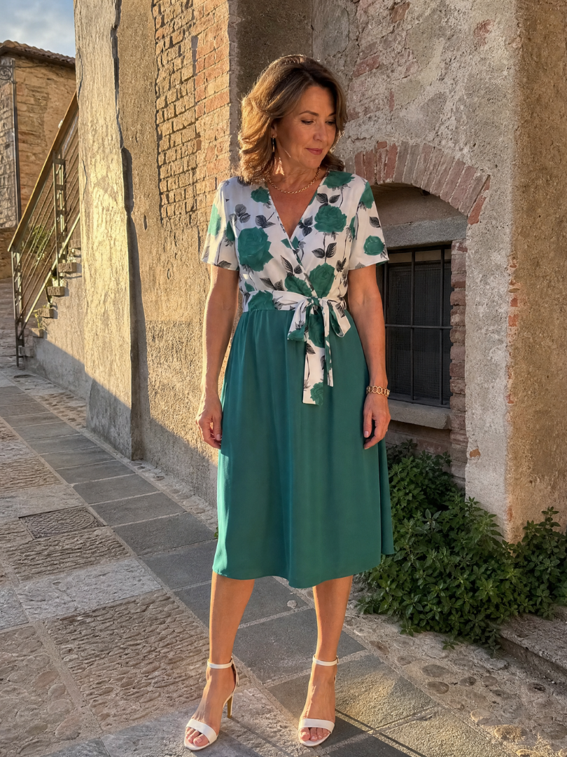 Valwen | Floral Tie Waist Midi Dress