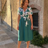 Valwen | Floral Tie Waist Midi Dress