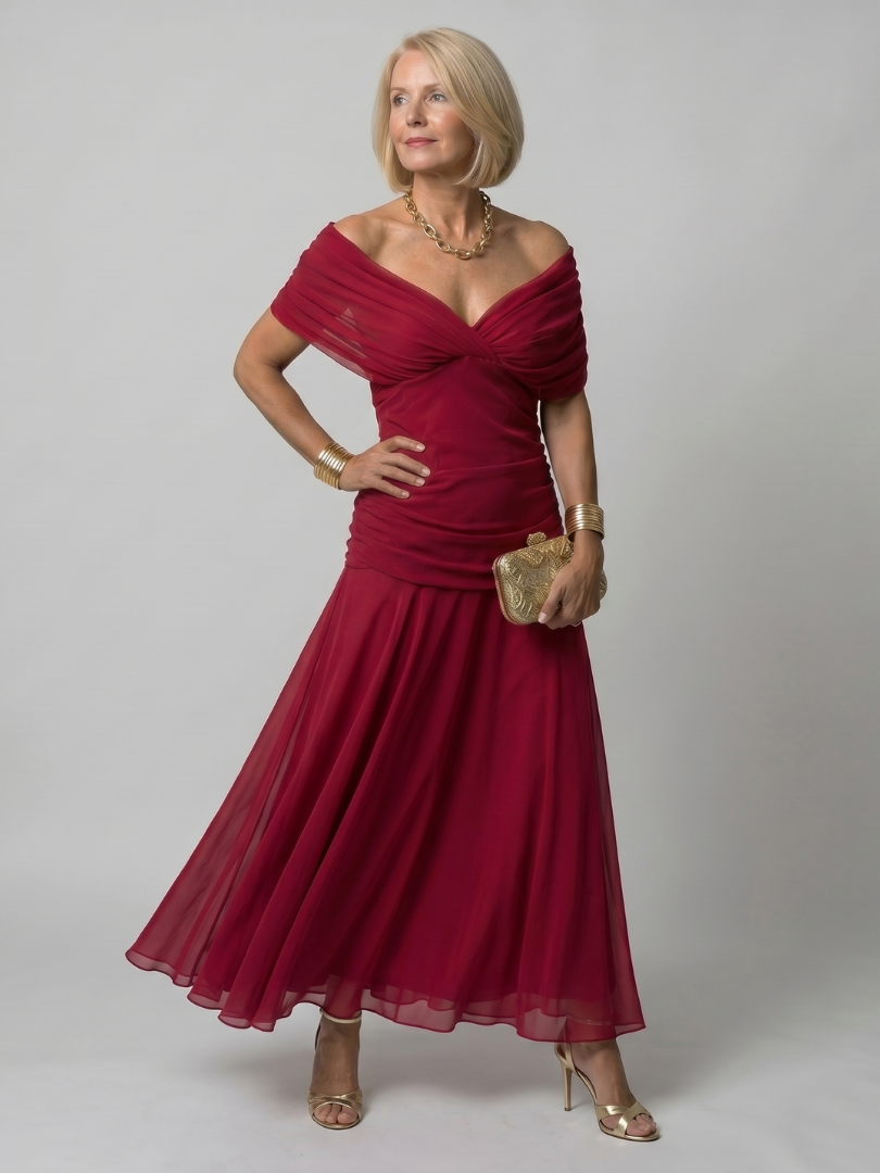 Calmarie | Off Shoulder Flow Midi Dress