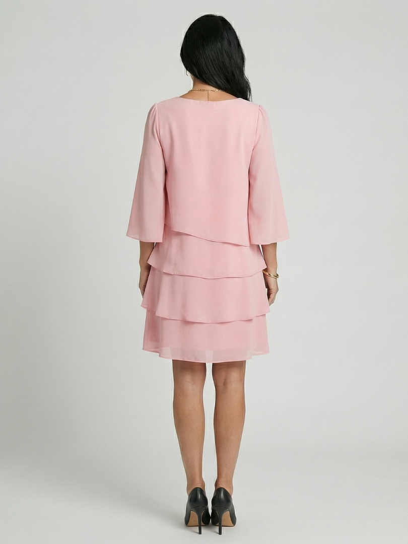 Lilabeth | Layered Flare Sleeve Knee Length Dress