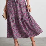 Tesdra | High Neck Floral Tiered Midi Dress