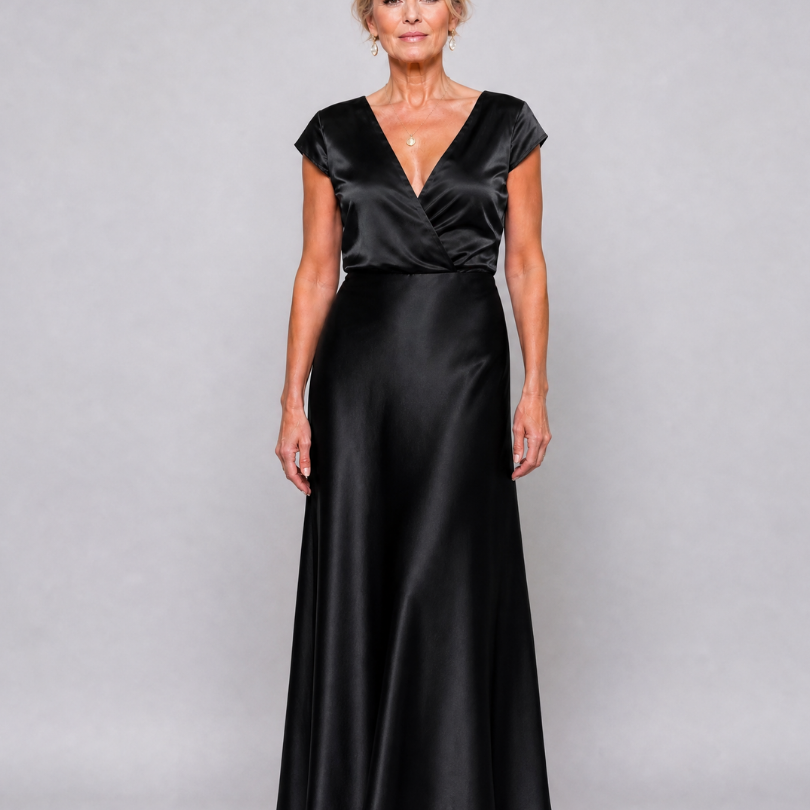 Dellora | Cap Sleeve Wrap Bodice Maxi Dress
