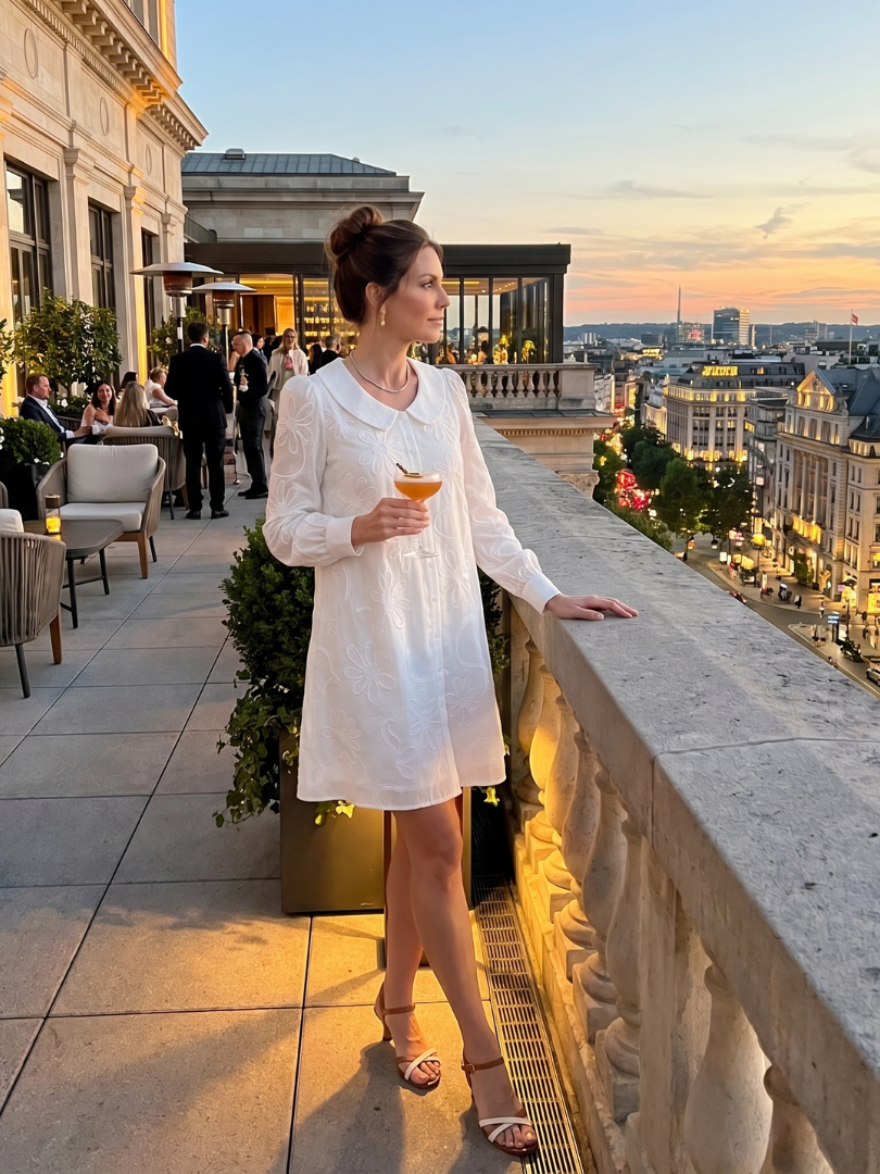 Eloney | Button Front Collar Knee Length Dress