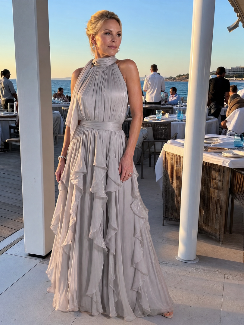 Tamsinmae | Halter Neck Ruffle Tiered Maxi Dress