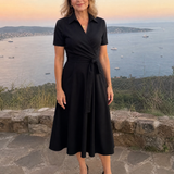 Laebeth | Collared Wrap Waist Midi Dress