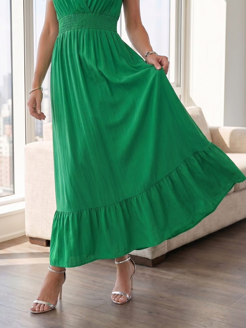 Fleurlia | Ruffle Sleeve Smocked Waist Midi Dress