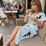 Tovalora | Flutter Sleeve Wrap Botanical Print Midi Dress