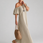 Vesrose | Striped Empire Waist Midi Dress