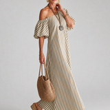 Vesrose | Striped Empire Waist Midi Dress