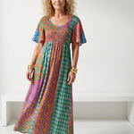 Gretandra | Mixed Print Short Sleeve Midi Dress